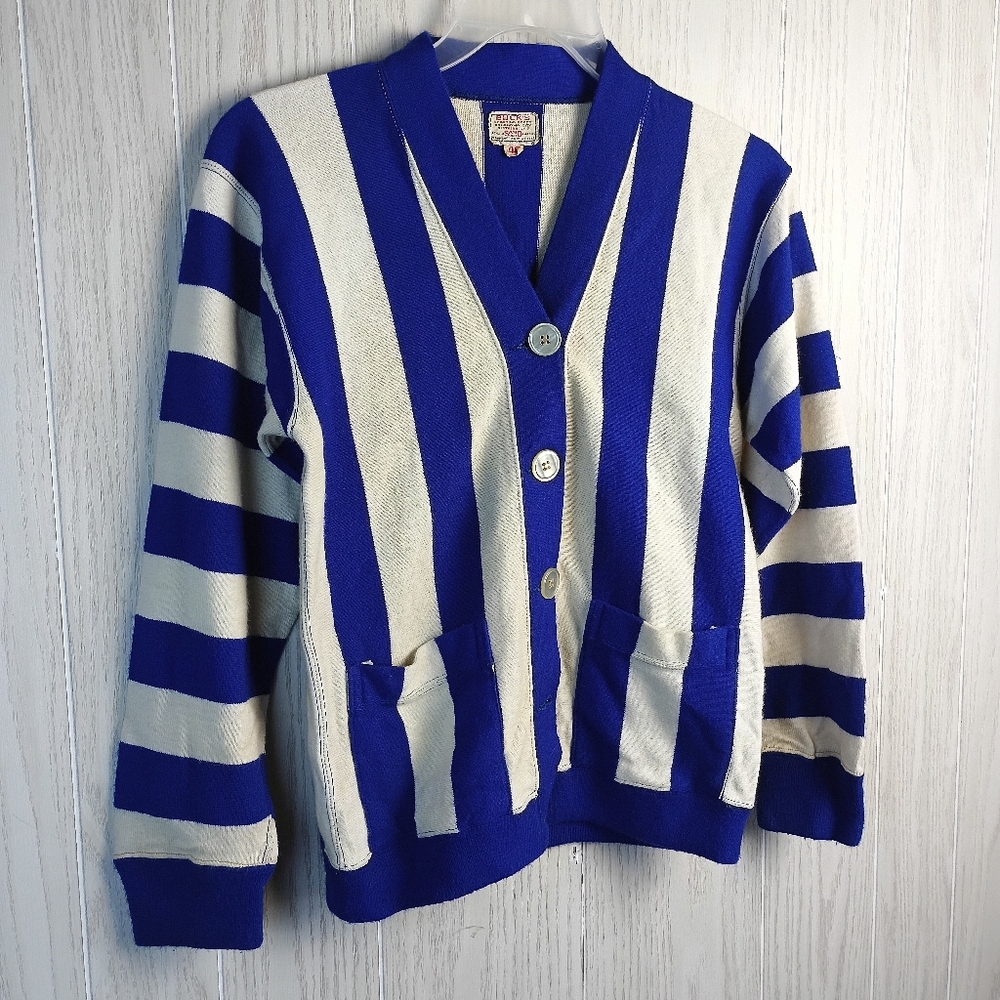 VTG Bucks Sand Knit UWM Varsity Sweater Adult 40 Collegiate Cardigan WI USA. - Picture 2 of 15